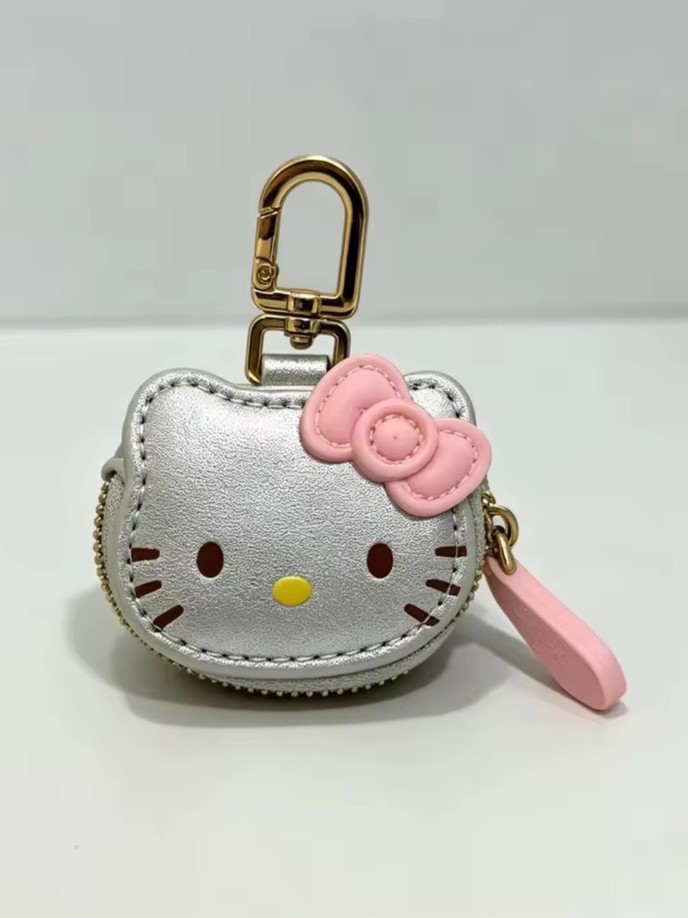 Hello Kitty Silver and Pink Mini Pouch Keychain